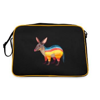 Aardvark Aquarelle Colorée Dessin Animé Kawaii Animal - Sac Retro - noir/or - Dos