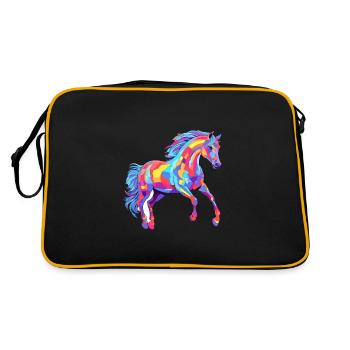 Cheval Aquarelle Colorée Dessin Animé Kawaii Animal - Sac Retro - noir/or - Dos