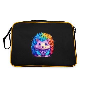 Hérisson Aquarelle Colorée Dessin Animé Kawaii Animal - Sac Retro - noir/or - Dos