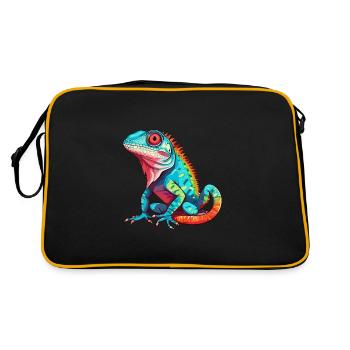 Lézard Aquarelle Colorée Dessin Animé Kawaii Animal - Sac Retro - noir/or - Dos