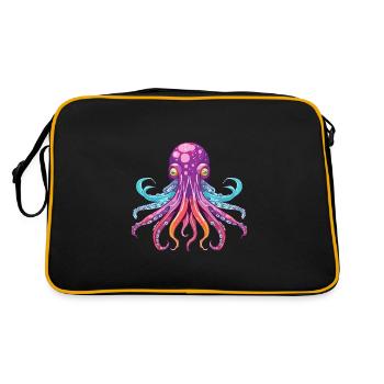 Squid Colorful Watercolor Cartoon Kawaii Animal - Retro Bag - black/gold - Back