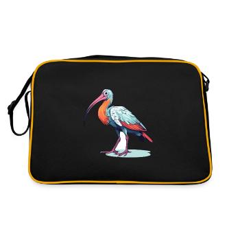 Ibis Colorful Watercolor Cartoon Kawaii Animal - Retro Bag - black/gold - Back