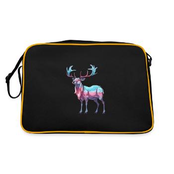 Karibu buntes Aquarell Cartoon Kawaii Tier - Retro Tasche - Schwarz/Gold - Hinten