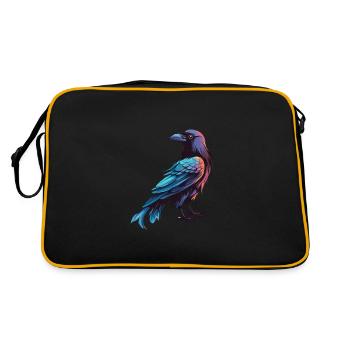 Crow Colorful Watercolor Cartoon Kawaii Animal - Retro Bag - black/gold - Back