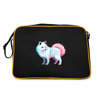 Arctic Fox Colorful Watercolor Cartoon Kawaii Anim - Retro Bag - black/gold - Back