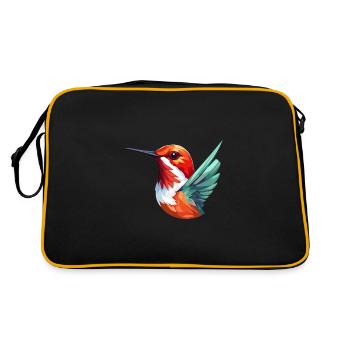 Humming Bird Colorful Watercolor Cartoon Kawaii An - Retro Bag - black/gold - Back