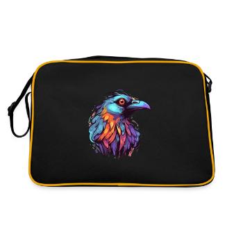 Crow Colorful Watercolor Cartoon Kawaii Animal - Retro Bag - black/gold - Back