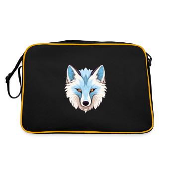 Arctic Fox Colorful Watercolor Cartoon Kawaii Anim - Retro Bag - black/gold - Back