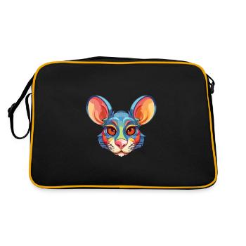 Mouse Colorful Watercolor Cartoon Kawaii Animal - Retro Bag - black/gold - Back