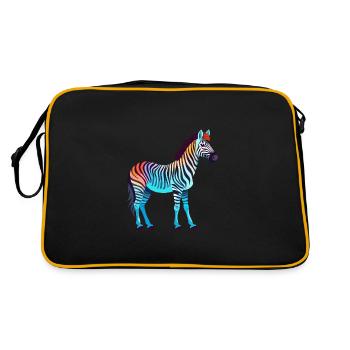 Zebra Colorful Watercolor Cartoon Kawaii Animal - Retro Bag - black/gold - Back