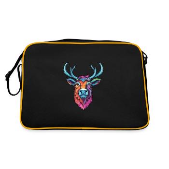 Karibu buntes Aquarell Cartoon Kawaii Tier - Retro Tasche - Schwarz/Gold - Hinten