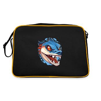Barracuda Bunte Aquarell-Karikatur Kawaii Anima - Retro Tasche - Schwarz/Gold - Hinten