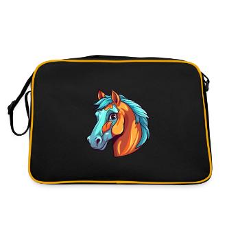 Cheval Aquarelle Colorée Dessin Animé Kawaii Animal - Sac Retro - noir/or - Dos