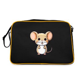 Mouse Cute Cartoon Kawaii Watercolor Animal Pet - Retro Bag - black/gold - Back