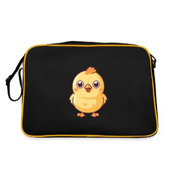 Poule mignon dessin animé kawaii aquarelle animal animal de compagnie - Sac Retro - noir/or - Dos