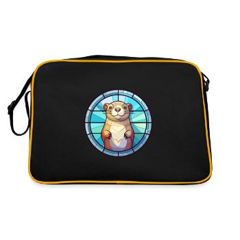 Gopher Stained Glass Colorful Cartoon Kawaii Anima - Retro Bag - black/gold - Back