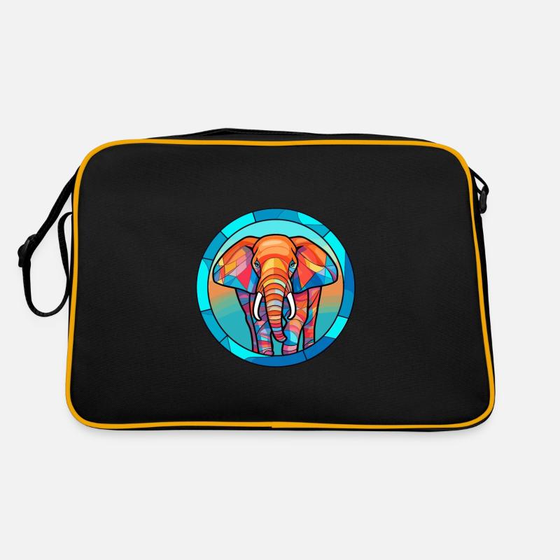 Éléphant vitrail coloré dessin animé Kawaii Ani Sac Retro