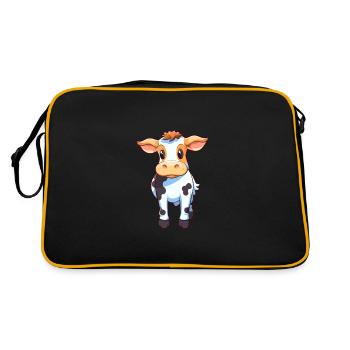 Vache Mignon Dessin Animé Kawaii Aquarelle Animal Animal De Compagnie - Sac Retro - noir/or - Dos