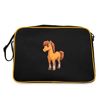 Cheval Mignon Dessin Animé Kawaii Aquarelle Animal De Compagnie - Sac Retro - noir/or - Dos