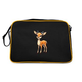 Impala Niedliche Karikatur Kawaii Aquarell Tier Haustier - Retro Tasche - Schwarz/Gold - Hinten