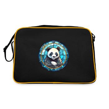 Panda Stained Glass Colorful Cartoon Kawaii Animal - Retro Bag - black/gold - Back