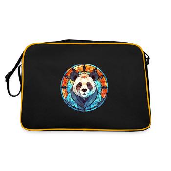 Panda Stained Glass Colorful Cartoon Kawaii Animal - Retro Bag - black/gold - Back