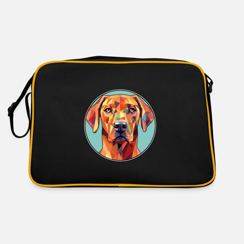 Rhodesian Ridgeback Hund Buntes Glas Buntes Auto - Retro Tasche - Schwarz/Gold