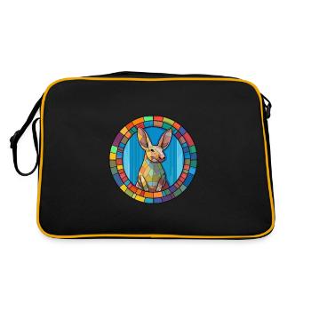 Erdferkel Buntglas Buntes Cartoon Kawaii Haustier - Retro Tasche - Schwarz/Gold - Hinten