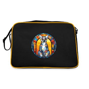Lemur Stained Glass Colorful Cartoon Kawaii Animal - Retro Bag - black/gold - Back