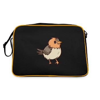 Sparrow Cute Happy Kawaii Cartoon Clipart Animal - Retro Bag - black/gold - Back
