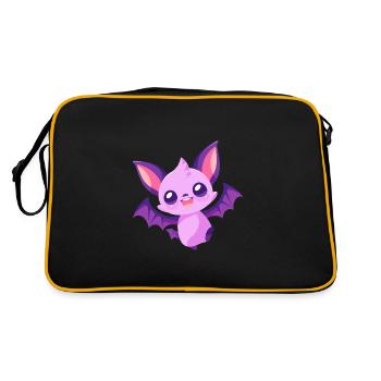Chauve-souris mignon heureux kawaii dessin animé Clipart Animal - Sac Retro - noir/or - Dos