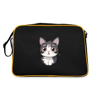 American Wirehair Cat Cute Happy Kawaii Cartoon Cl - Retro Bag - black/gold - Back