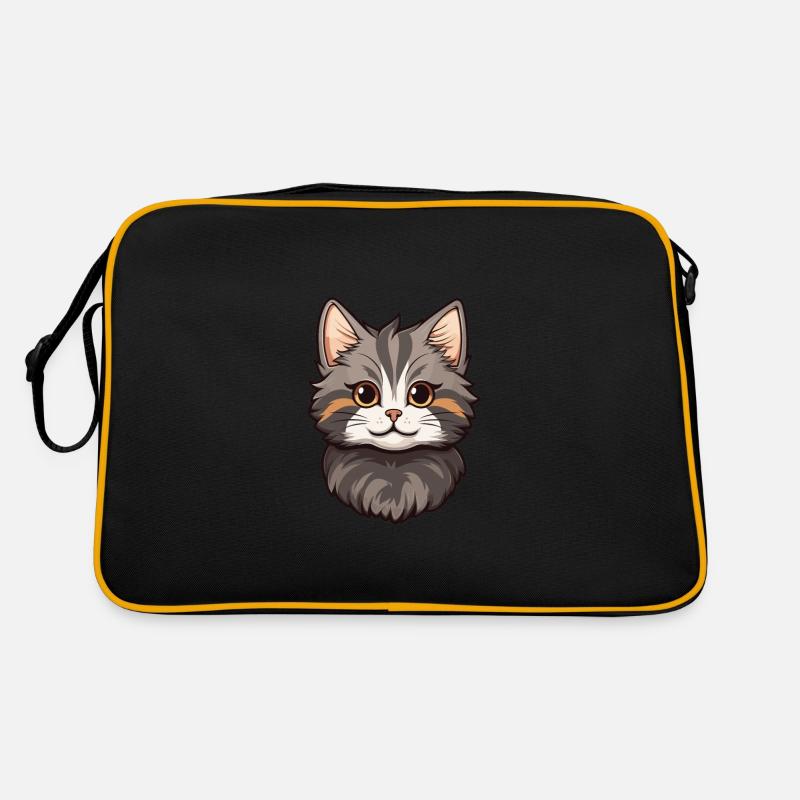 Chat Bobtail Américain Mignon Heureux Kawaii Cartoon Cli Sac Retro