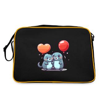 Sceaux kawaii dessin animé animal de compagnie jouant avec des ballons - Sac Retro - noir/or - Dos