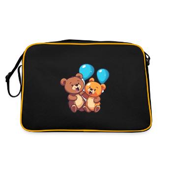 Ours kawaii dessin animé animal de compagnie jouant avec des ballons - Sac Retro - noir/or - Dos