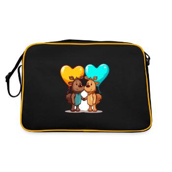 Mooses Kawaii Cartoon Pet Playing With Balloons - Retro Bag - black/gold - Back