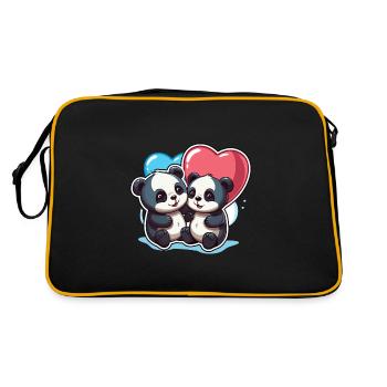 Panda Kawaii Cartoon Pet jouant avec des ballons - Sac Retro - noir/or - Dos