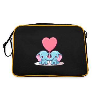 Elephants Kawaii Cartoon Pet Playing With Balloons - Retro Bag - black/gold - Back