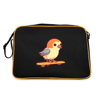 Drôle Coucou Kawaii Cartoon Pet Jouant Skateboard - Sac Retro - noir/or - Dos