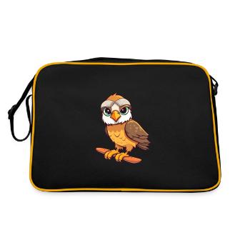 Drôle Falcon Kawaii Cartoon Pet Jouant Skateboard - Sac Retro - noir/or - Dos