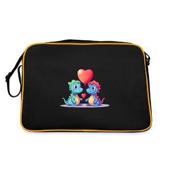 Dinosaurs Kawaii Cartoon Pet Playing With Balloons - Retro Bag - black/gold - Back