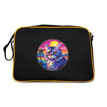British Longhair Cat Watercolor Cartoon Kawaii - Retro Bag - black/gold - Back