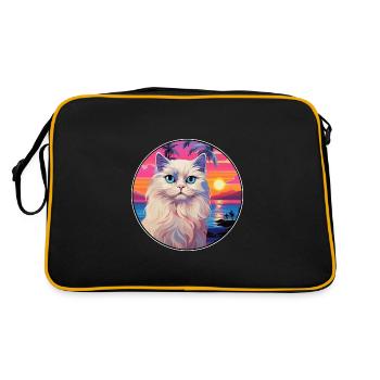 Ragdoll-Katzenrasse-Aquarell-Cartoon-Kawaii-Haustier - Retro Tasche - Schwarz/Gold - Hinten