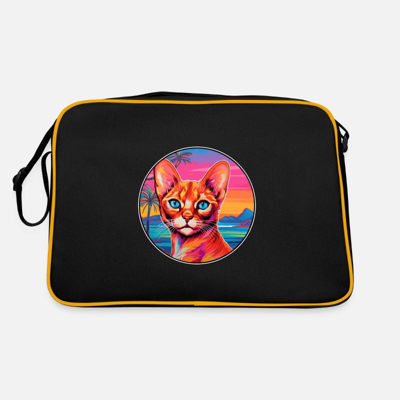 Red Devon Rex Cat Race Aquarelle Dessin Animé Kawaii Sac Retro