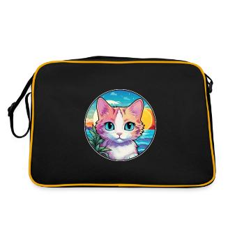 Hantilly Tiffany Cat Watercolor Cartoon Kawaii - Retro Bag - black/gold - Back