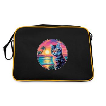 California Spangled Cat Watercolor Cartoon Kawaii - Retro Bag - black/gold - Back