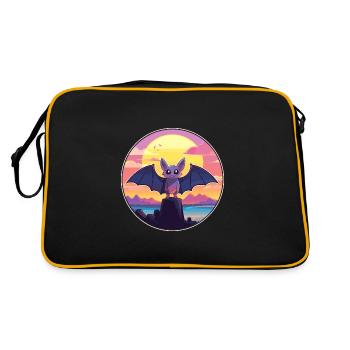 Chauve-souris Aquarelle colorée Dessin animé Kawaii Animal - Sac Retro - noir/or - Dos
