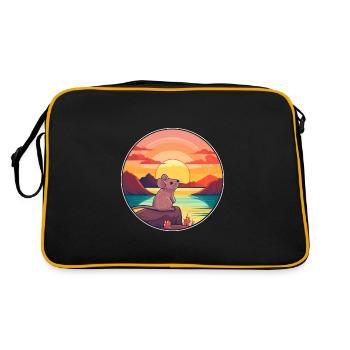 Mouse Colorful Watercolor Cartoon Kawaii Animal - Retro Bag - black/gold - Back