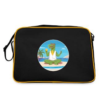 Crocodile Cartoon Yoga plage Illustration d’été - Sac Retro - noir/or - Dos