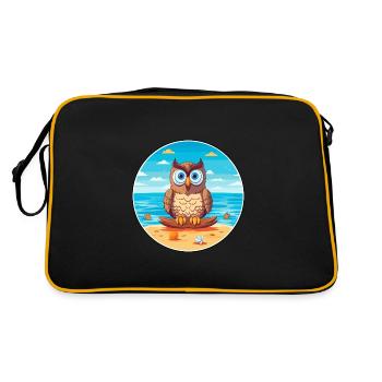 Hibou Cartoon Yoga Plage Illustration D’été - Sac Retro - noir/or - Dos